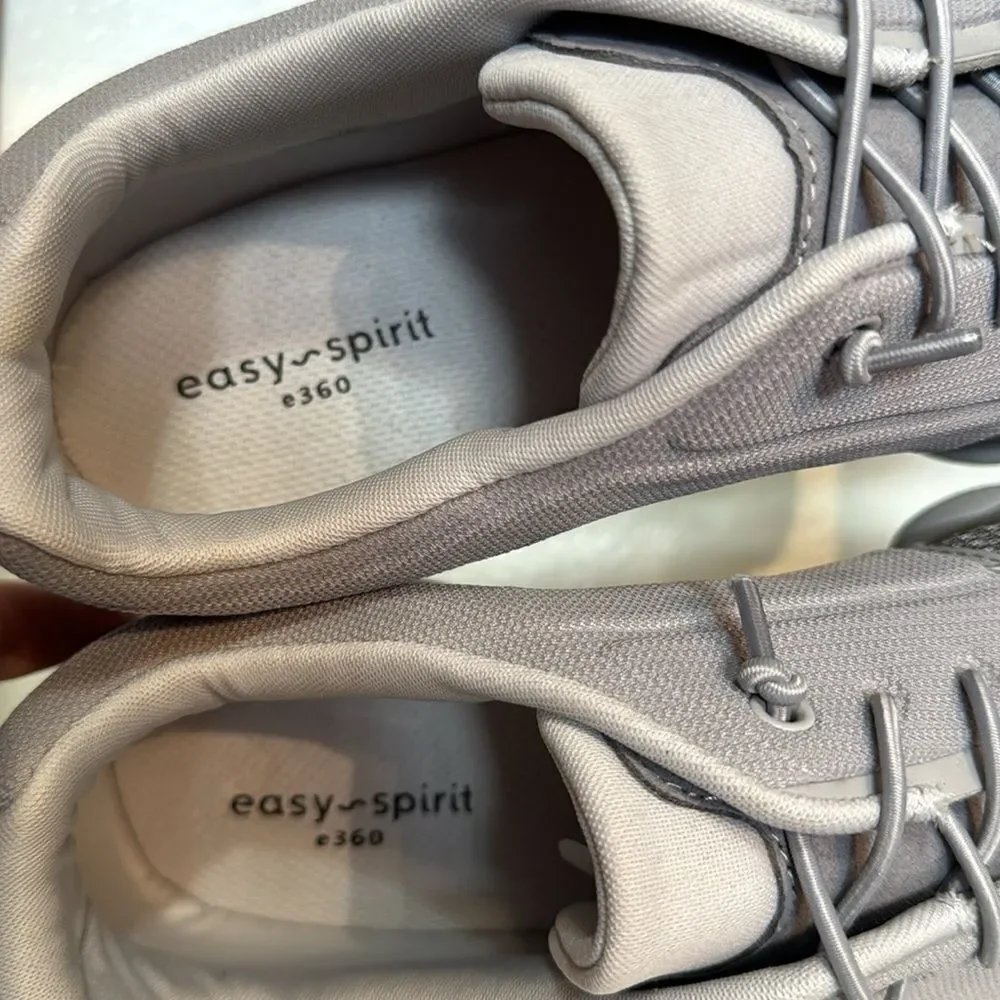 Easy Spirit Womens Comfort Lace Up Knit Walking Gray Athletic Slip On Sneakers